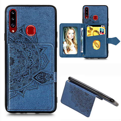 Coque Ultra Fine Silicone Souple Housse Etui avec Aimante Magnetique S05D pour Samsung Galaxy A20s Bleu