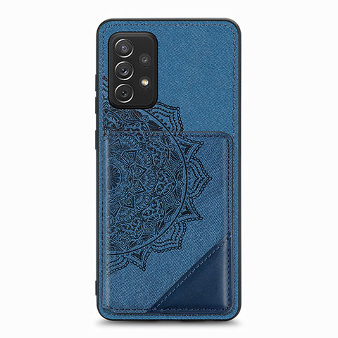 Coque Ultra Fine Silicone Souple Housse Etui avec Aimante Magnetique S05D pour Samsung Galaxy A52 4G Bleu