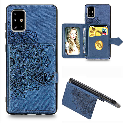 Coque Ultra Fine Silicone Souple Housse Etui avec Aimante Magnetique S05D pour Samsung Galaxy A71 4G A715 Bleu