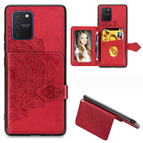 Coque Ultra Fine Silicone Souple Housse Etui avec Aimante Magnetique S05D pour Samsung Galaxy A91 Rouge