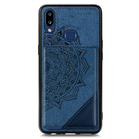 Coque Ultra Fine Silicone Souple Housse Etui avec Aimante Magnetique S05D pour Samsung Galaxy M01s Bleu