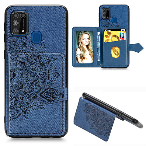 Coque Ultra Fine Silicone Souple Housse Etui avec Aimante Magnetique S05D pour Samsung Galaxy M21s Bleu