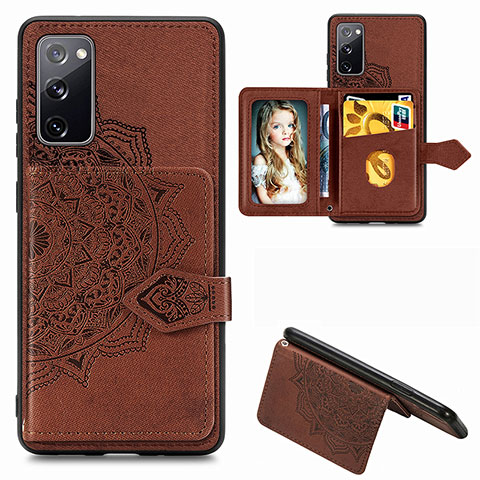 Coque Ultra Fine Silicone Souple Housse Etui avec Aimante Magnetique S05D pour Samsung Galaxy S20 FE 4G Marron