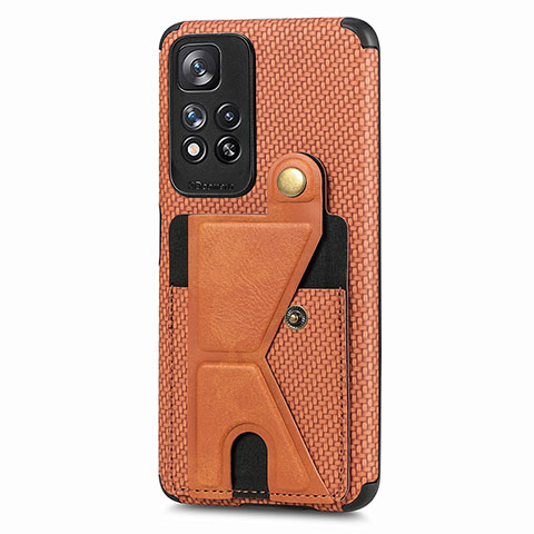 Coque Ultra Fine Silicone Souple Housse Etui avec Aimante Magnetique S05D pour Xiaomi Poco X4 NFC Marron