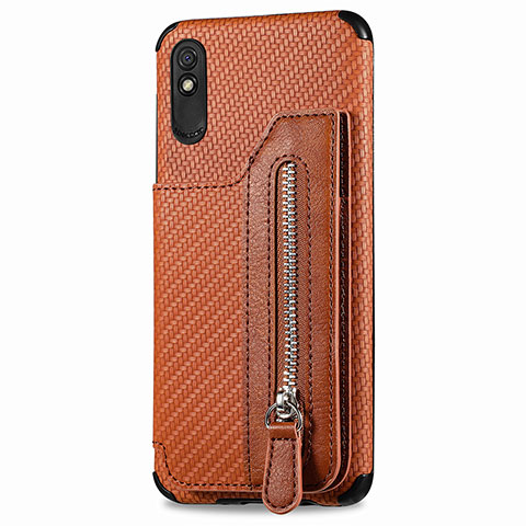 Coque Ultra Fine Silicone Souple Housse Etui avec Aimante Magnetique S05D pour Xiaomi Redmi 9A Marron