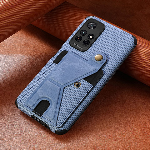 Coque Ultra Fine Silicone Souple Housse Etui avec Aimante Magnetique S05D pour Xiaomi Redmi Note 11S 5G Bleu