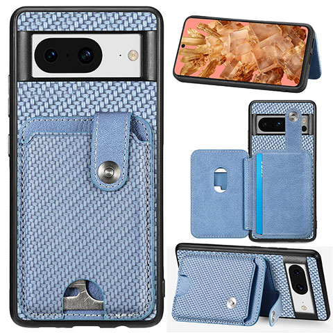 Coque Ultra Fine Silicone Souple Housse Etui avec Aimante Magnetique S06D pour Google Pixel 8 5G Bleu