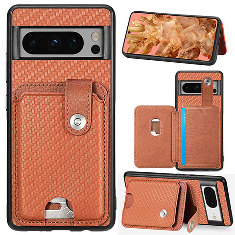 Coque Ultra Fine Silicone Souple Housse Etui avec Aimante Magnetique S06D pour Google Pixel 8 5G Marron