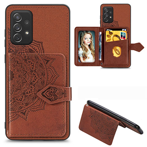 Coque Ultra Fine Silicone Souple Housse Etui avec Aimante Magnetique S06D pour Samsung Galaxy A72 5G Marron