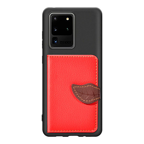 Coque Ultra Fine Silicone Souple Housse Etui avec Aimante Magnetique S06D pour Samsung Galaxy S20 Ultra 5G Rouge