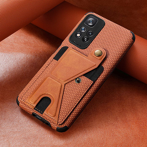 Coque Ultra Fine Silicone Souple Housse Etui avec Aimante Magnetique S06D pour Xiaomi Poco X4 NFC Marron