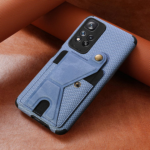 Coque Ultra Fine Silicone Souple Housse Etui avec Aimante Magnetique S06D pour Xiaomi Redmi Note 11 Pro+ Plus 5G Bleu