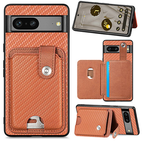 Coque Ultra Fine Silicone Souple Housse Etui avec Aimante Magnetique S07D pour Google Pixel 7a 5G Marron