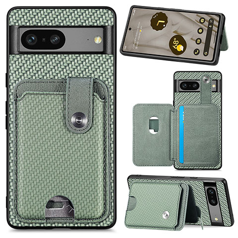 Coque Ultra Fine Silicone Souple Housse Etui avec Aimante Magnetique S07D pour Google Pixel 7a 5G Vert