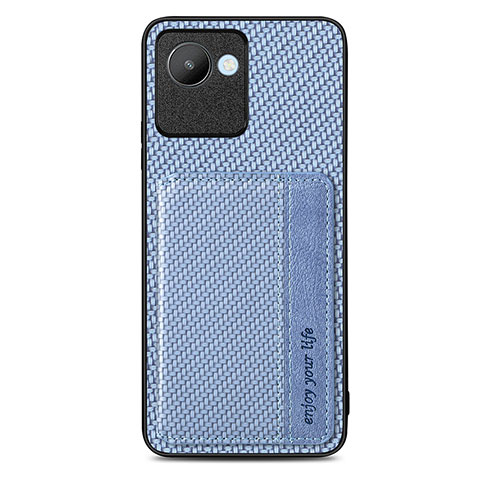 Coque Ultra Fine Silicone Souple Housse Etui avec Aimante Magnetique S07D pour Realme C30s Bleu