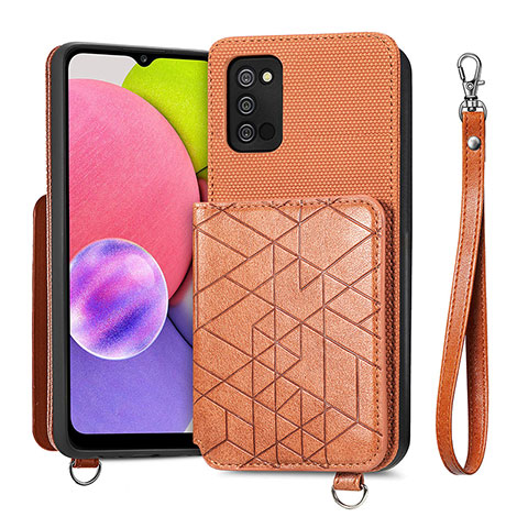 Coque Ultra Fine Silicone Souple Housse Etui avec Aimante Magnetique S07D pour Samsung Galaxy A03s Marron