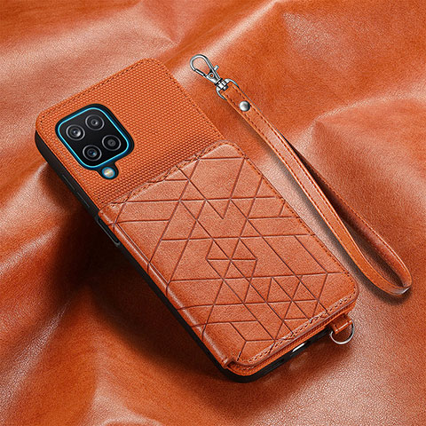 Coque Ultra Fine Silicone Souple Housse Etui avec Aimante Magnetique S07D pour Samsung Galaxy A12 Marron