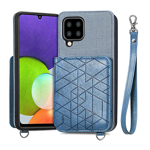 Coque Ultra Fine Silicone Souple Housse Etui avec Aimante Magnetique S07D pour Samsung Galaxy A22 4G Bleu