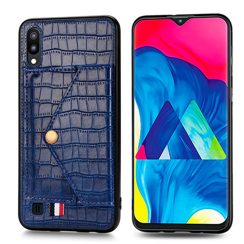 Coque Ultra Fine Silicone Souple Housse Etui avec Aimante Magnetique S07D pour Samsung Galaxy M10 Bleu