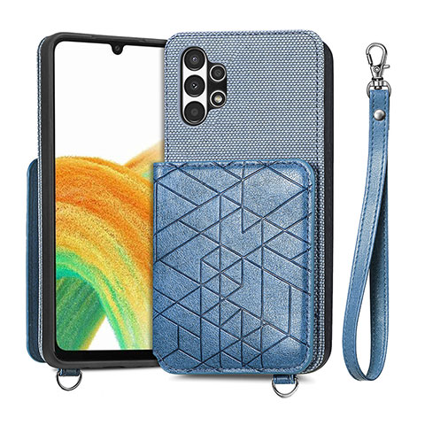 Coque Ultra Fine Silicone Souple Housse Etui avec Aimante Magnetique S08D pour Samsung Galaxy A13 4G Bleu