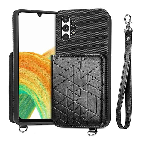 Coque Ultra Fine Silicone Souple Housse Etui avec Aimante Magnetique S08D pour Samsung Galaxy A13 4G Noir