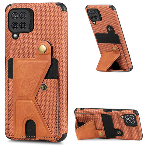 Coque Ultra Fine Silicone Souple Housse Etui avec Aimante Magnetique S08D pour Samsung Galaxy A22 4G Marron