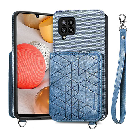 Coque Ultra Fine Silicone Souple Housse Etui avec Aimante Magnetique S08D pour Samsung Galaxy A42 5G Bleu