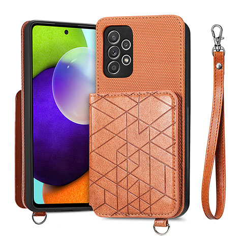 Coque Ultra Fine Silicone Souple Housse Etui avec Aimante Magnetique S08D pour Samsung Galaxy A52 4G Marron