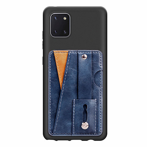 Coque Ultra Fine Silicone Souple Housse Etui avec Aimante Magnetique S08D pour Samsung Galaxy A81 Bleu