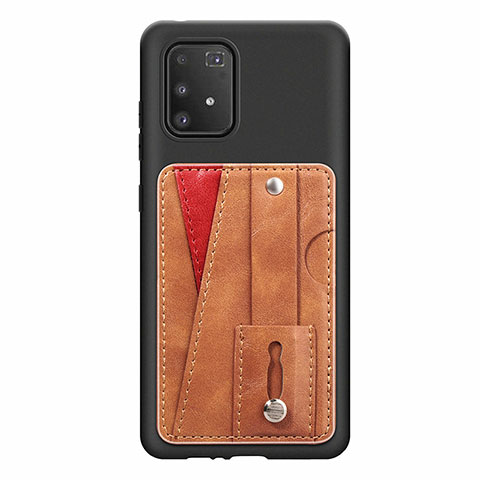 Coque Ultra Fine Silicone Souple Housse Etui avec Aimante Magnetique S08D pour Samsung Galaxy A91 Marron