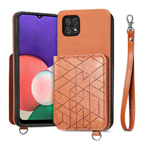 Coque Ultra Fine Silicone Souple Housse Etui avec Aimante Magnetique S08D pour Samsung Galaxy F42 5G Marron