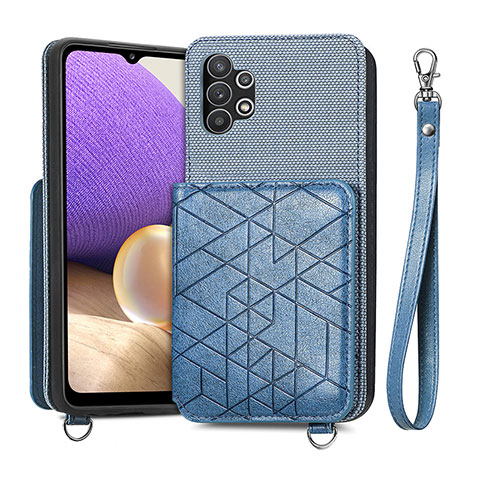 Coque Ultra Fine Silicone Souple Housse Etui avec Aimante Magnetique S08D pour Samsung Galaxy M32 5G Bleu