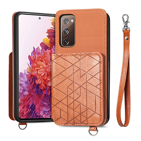 Coque Ultra Fine Silicone Souple Housse Etui avec Aimante Magnetique S08D pour Samsung Galaxy S20 FE 4G Marron