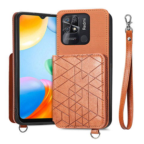 Coque Ultra Fine Silicone Souple Housse Etui avec Aimante Magnetique S08D pour Xiaomi Redmi 10 India Marron