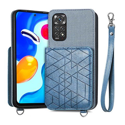 Coque Ultra Fine Silicone Souple Housse Etui avec Aimante Magnetique S08D pour Xiaomi Redmi Note 11 4G (2022) Bleu