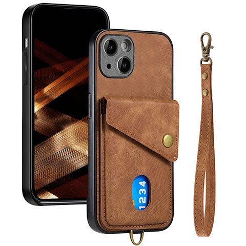 Coque Ultra Fine Silicone Souple Housse Etui avec Aimante Magnetique S09D pour Apple iPhone 15 Plus Marron