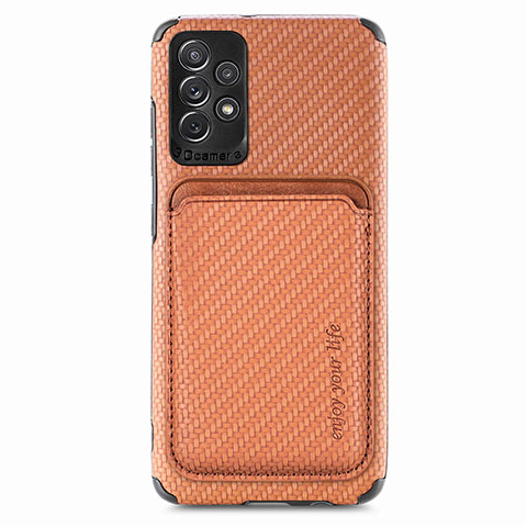 Coque Ultra Fine Silicone Souple Housse Etui avec Aimante Magnetique S09D pour Samsung Galaxy A52 4G Marron