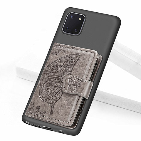 Coque Ultra Fine Silicone Souple Housse Etui avec Aimante Magnetique S09D pour Samsung Galaxy A81 Gris