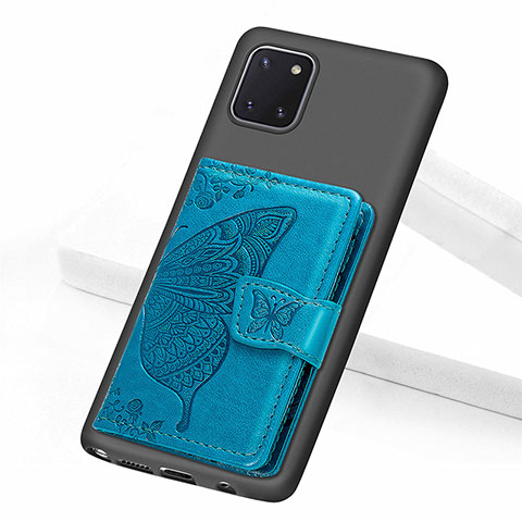 Coque Ultra Fine Silicone Souple Housse Etui avec Aimante Magnetique S09D pour Samsung Galaxy Note 10 Lite Bleu