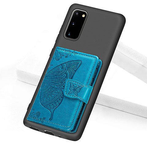 Coque Ultra Fine Silicone Souple Housse Etui avec Aimante Magnetique S09D pour Samsung Galaxy S20 Bleu