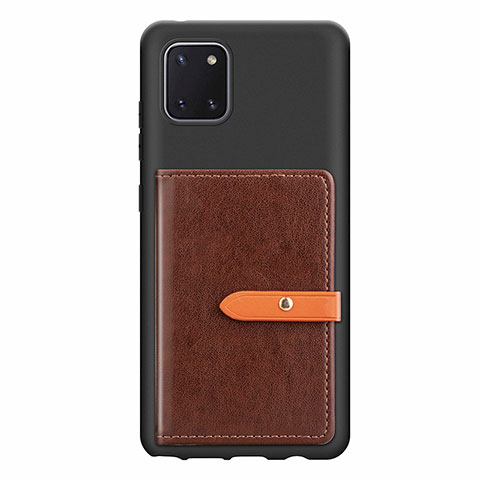 Coque Ultra Fine Silicone Souple Housse Etui avec Aimante Magnetique S10D pour Samsung Galaxy A81 Marron