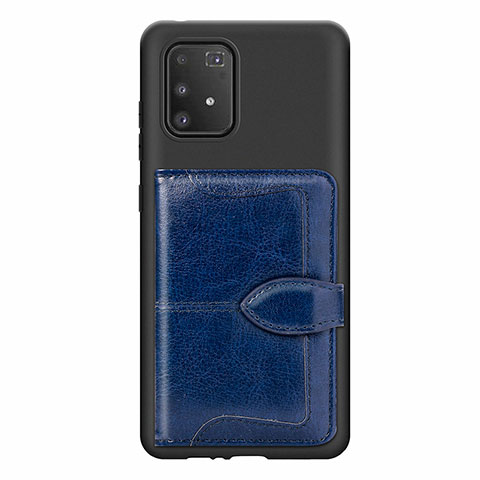 Coque Ultra Fine Silicone Souple Housse Etui avec Aimante Magnetique S11D pour Samsung Galaxy A91 Bleu