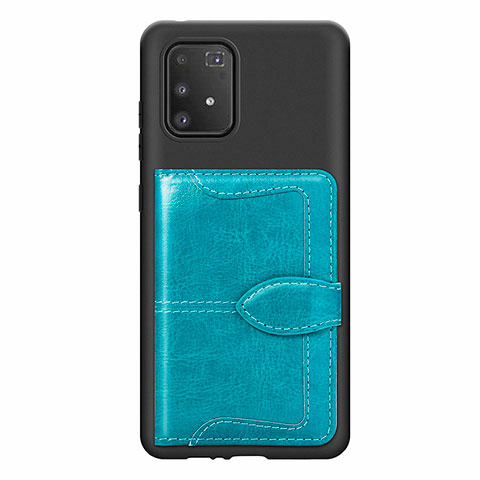 Coque Ultra Fine Silicone Souple Housse Etui avec Aimante Magnetique S11D pour Samsung Galaxy A91 Cyan