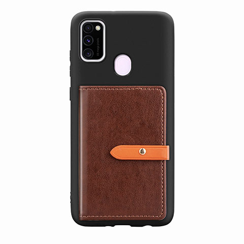 Coque Ultra Fine Silicone Souple Housse Etui avec Aimante Magnetique S11D pour Samsung Galaxy M21 Marron