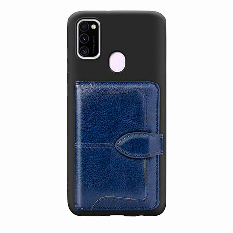 Coque Ultra Fine Silicone Souple Housse Etui avec Aimante Magnetique S12D pour Samsung Galaxy M21 Bleu