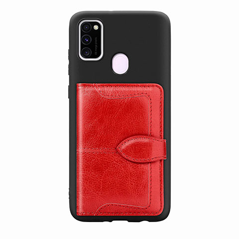 Coque Ultra Fine Silicone Souple Housse Etui avec Aimante Magnetique S12D pour Samsung Galaxy M21 Rouge