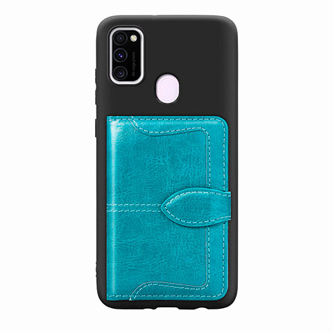 Coque Ultra Fine Silicone Souple Housse Etui avec Aimante Magnetique S12D pour Samsung Galaxy M30s Cyan