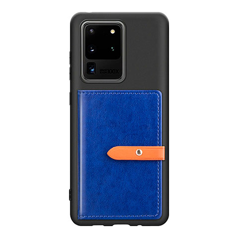 Coque Ultra Fine Silicone Souple Housse Etui avec Aimante Magnetique S12D pour Samsung Galaxy S20 Ultra 5G Bleu