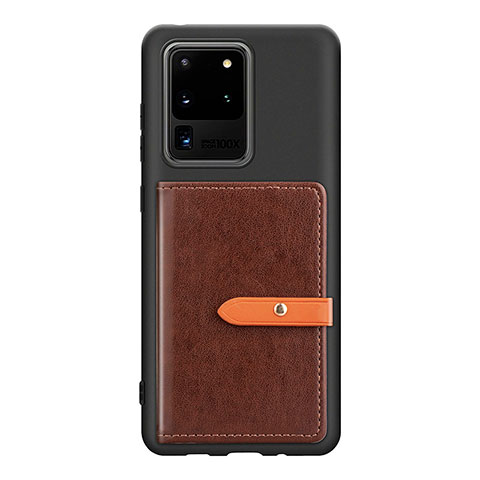 Coque Ultra Fine Silicone Souple Housse Etui avec Aimante Magnetique S12D pour Samsung Galaxy S20 Ultra 5G Marron