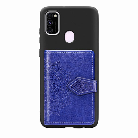 Coque Ultra Fine Silicone Souple Housse Etui avec Aimante Magnetique S13D pour Samsung Galaxy M21 Bleu